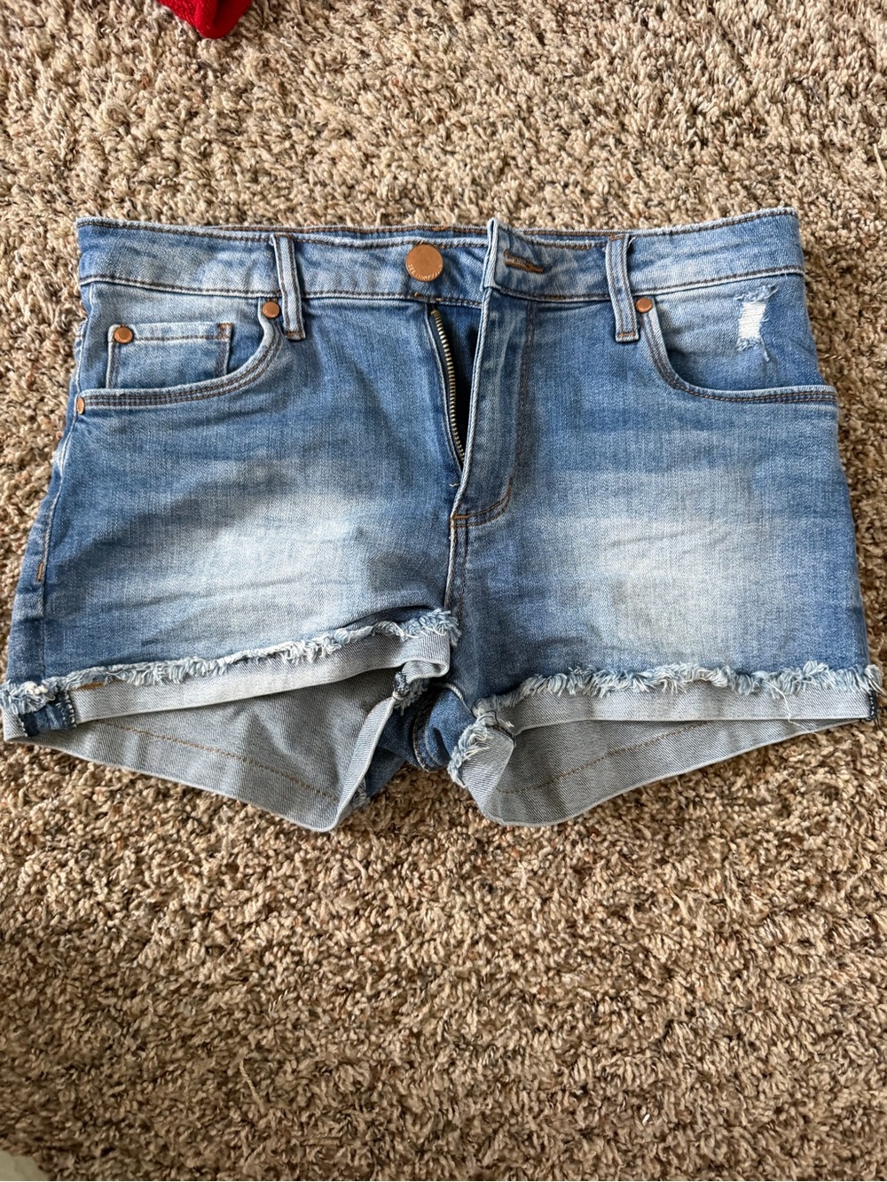 See Thru Soul Light Blue Distressed Denim Shorts